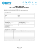 BETE RETRACTABLE LANCE APPLICATION INFORMATION REQUEST FORM