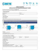 BETE TANK CLEANING APPLICATION INFORMATION REQUEST FORM
